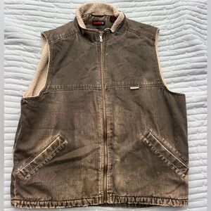 Vintage Brown Sherpa-Lined Vest